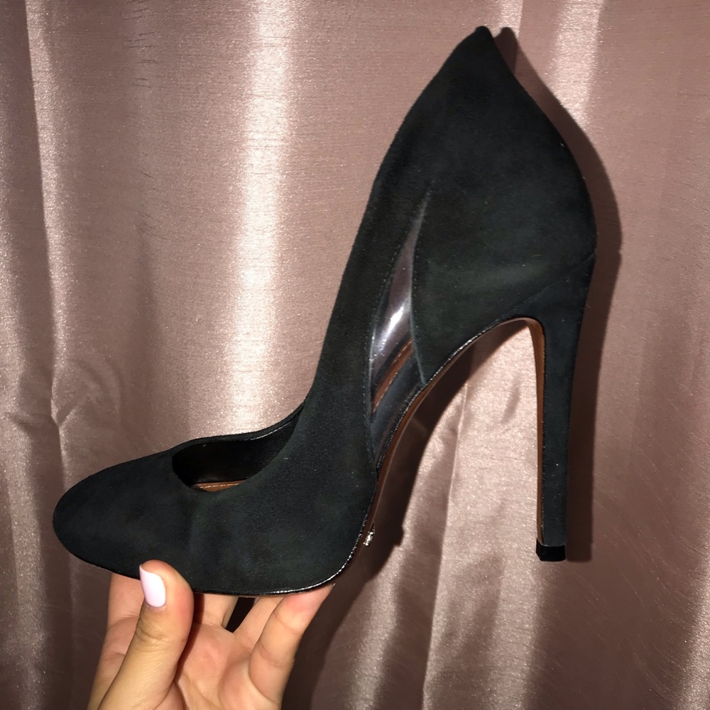 Schutz Black Suede Pumps.